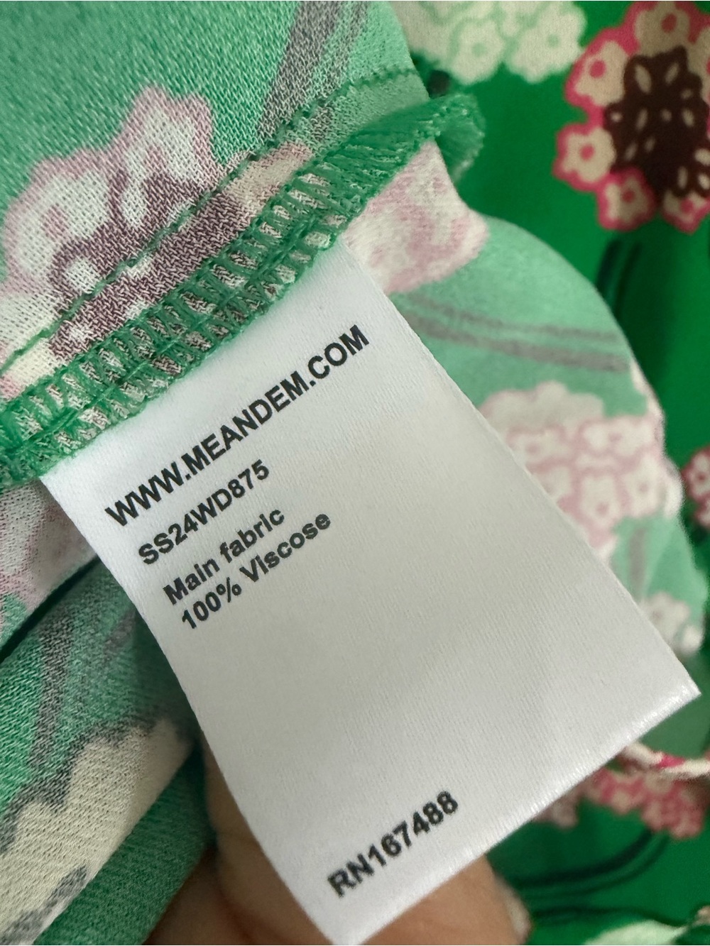 NWT ME+EM Dress Lantana Flower Print Midi Ruched in Green Pink Multi - Picture 10 of 10